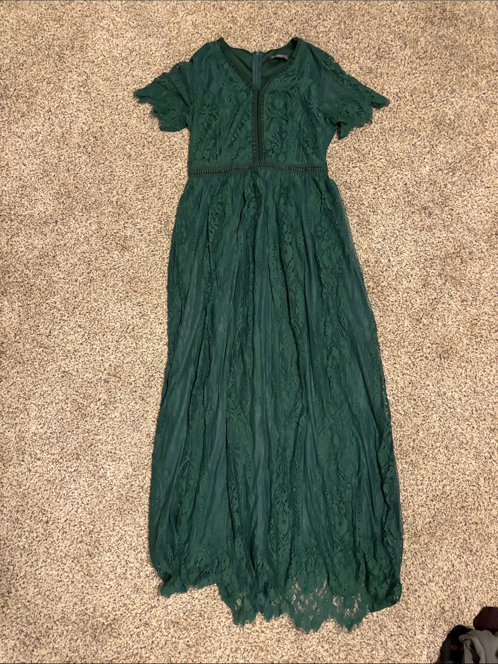 Merokeety Forest Green Lace Dress